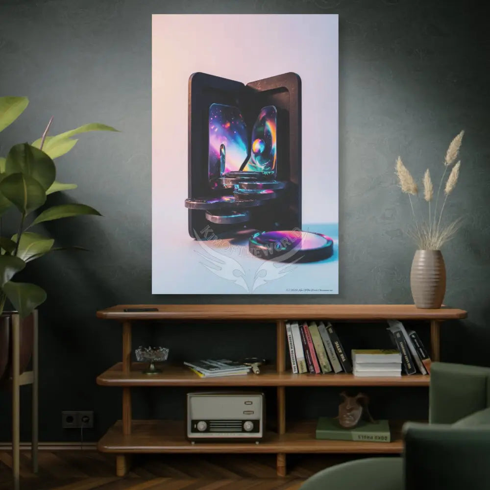 Modern Tech Sci Fi Lens Cosmic Modern Tech Black Iridescent Block Canvas Print — Dimensional Wall Art Canvas