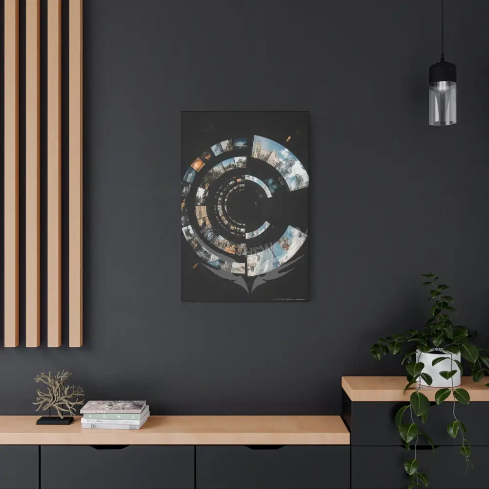 Modern Tech Sci Fi Lens Cosmic Modern Tech Black Iridescent Block Canvas Print — Dimensional Wall Art Canvas