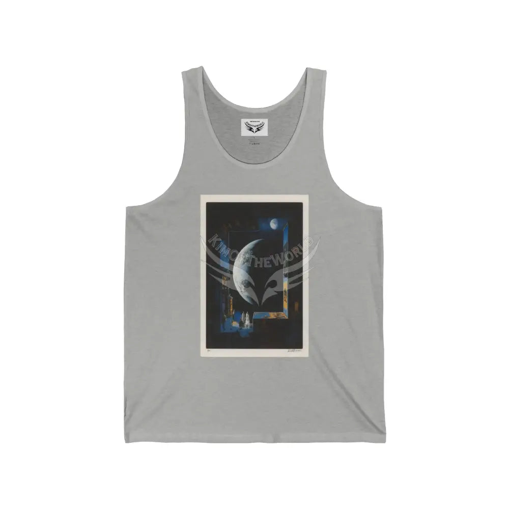 Moon Phase Tank Top — Crescent Moon Art Graphic Tank XS / Athletic Heather Tank Top