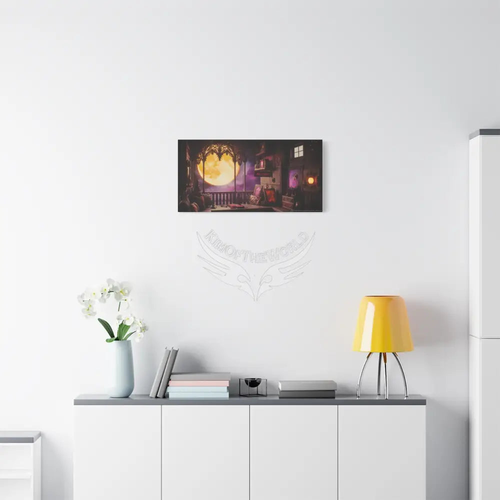 Moon View Interior Balcony Canvas Print — Motivational Message ’Make it Happen’ Interior Wall Art Canvas