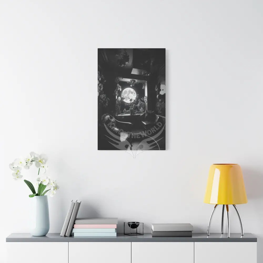 Moonlight Windows Matte Canvas Print — Stretched Black & White Canvas