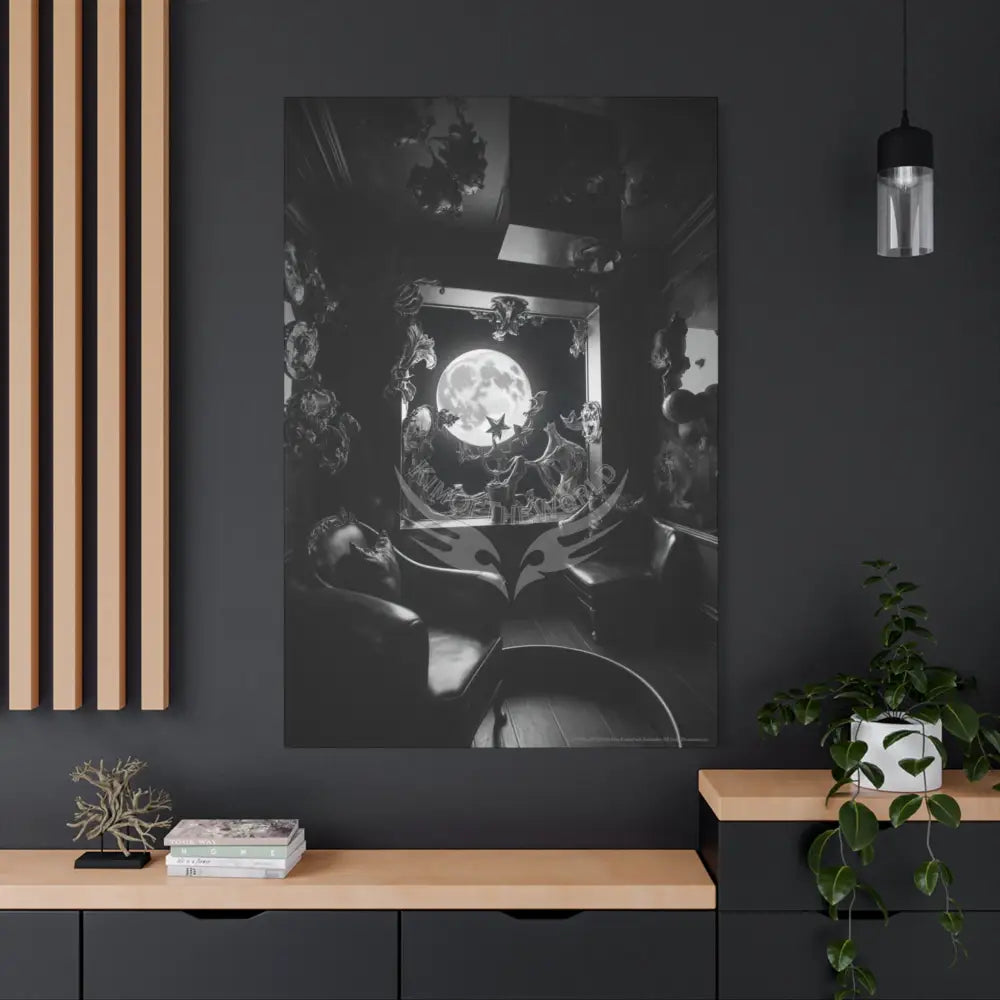 Moonlight Windows Matte Canvas Print — Stretched Black & White Canvas