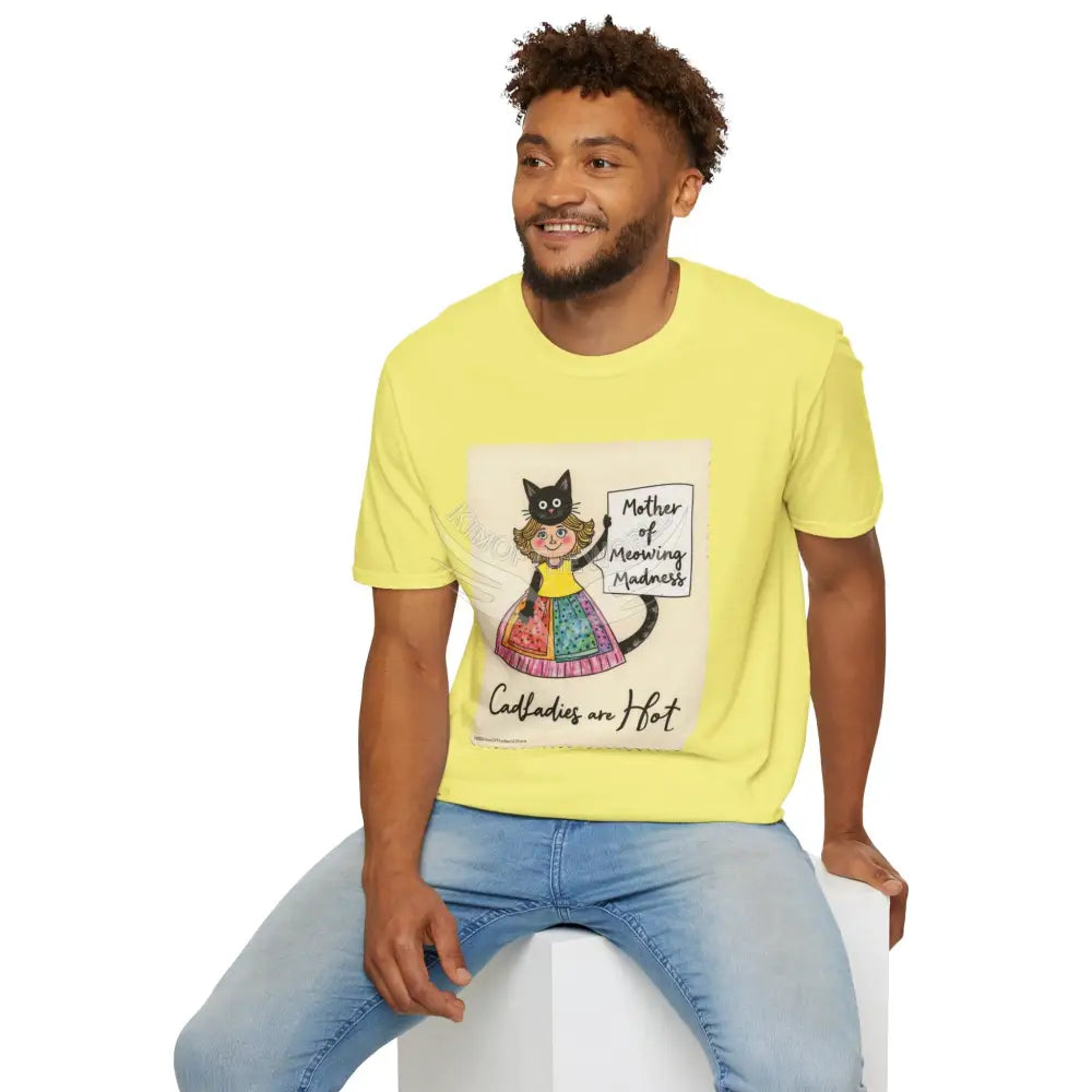 ’Mother of Meowing Madness’ Cat Lady Kitty Parent Tee - Art Softstyle T-Shirt T-Shirt