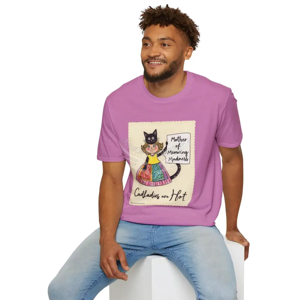 ’Mother of Meowing Madness’ Cat Lady Kitty Parent Tee - Art Softstyle T-Shirt T-Shirt