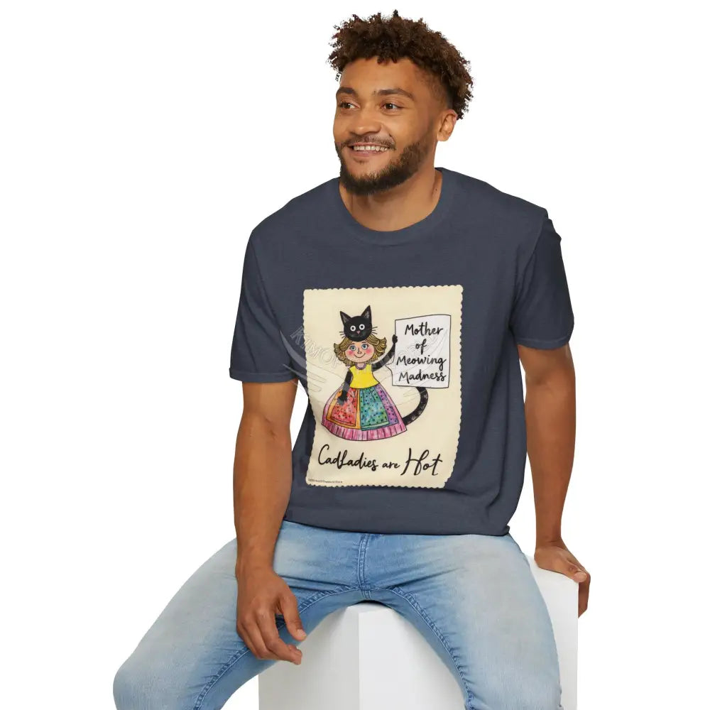 ’Mother of Meowing Madness’ Cat Lady Kitty Parent Tee - Art Softstyle T-Shirt T-Shirt