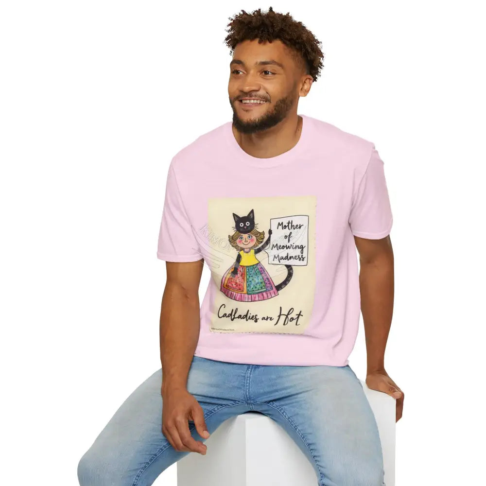 ’Mother of Meowing Madness’ Cat Lady Kitty Parent Tee - Art Softstyle T-Shirt T-Shirt