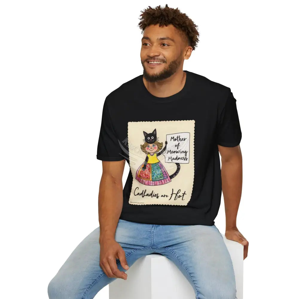 ’Mother of Meowing Madness’ Cat Lady Kitty Parent Tee - Art Softstyle T-Shirt T-Shirt