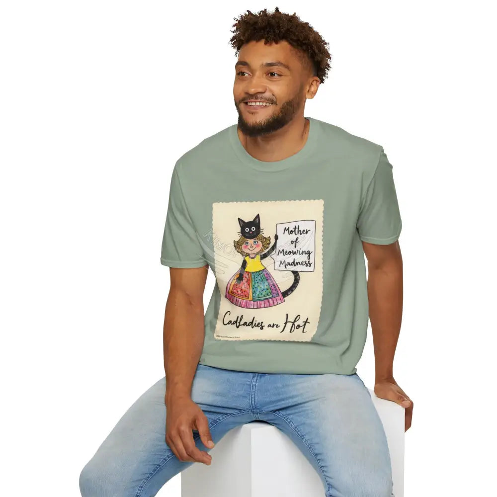 ’Mother of Meowing Madness’ Cat Lady Kitty Parent Tee - Art Softstyle T-Shirt T-Shirt