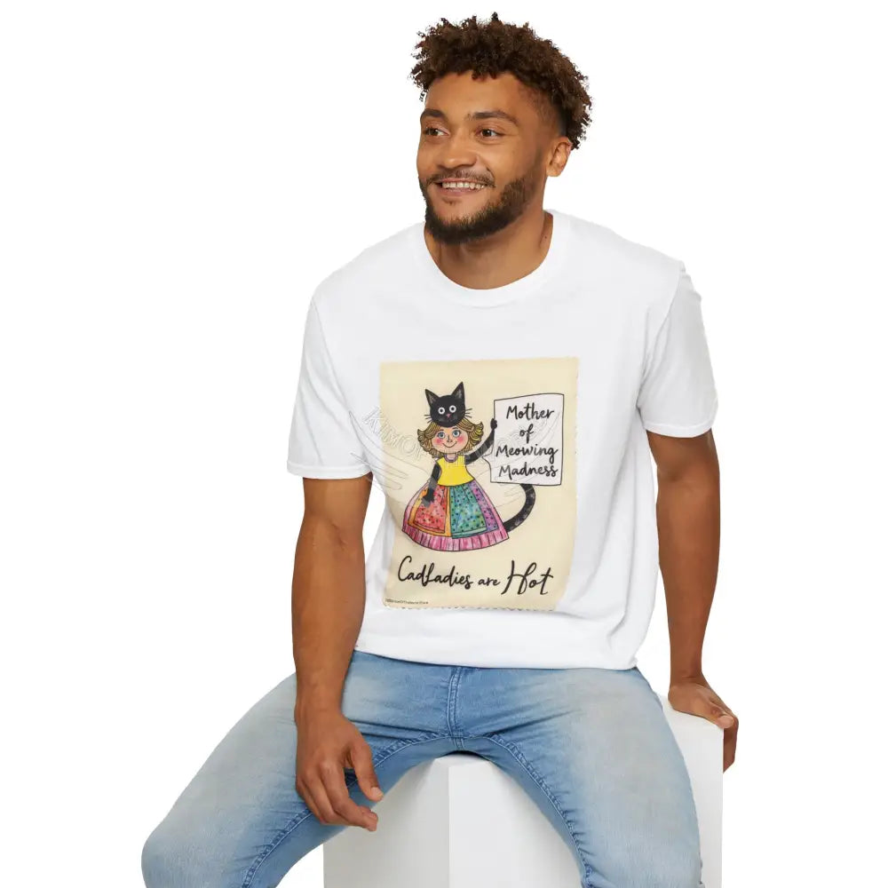 ’Mother of Meowing Madness’ Cat Lady Kitty Parent Tee - Art Softstyle T-Shirt T-Shirt
