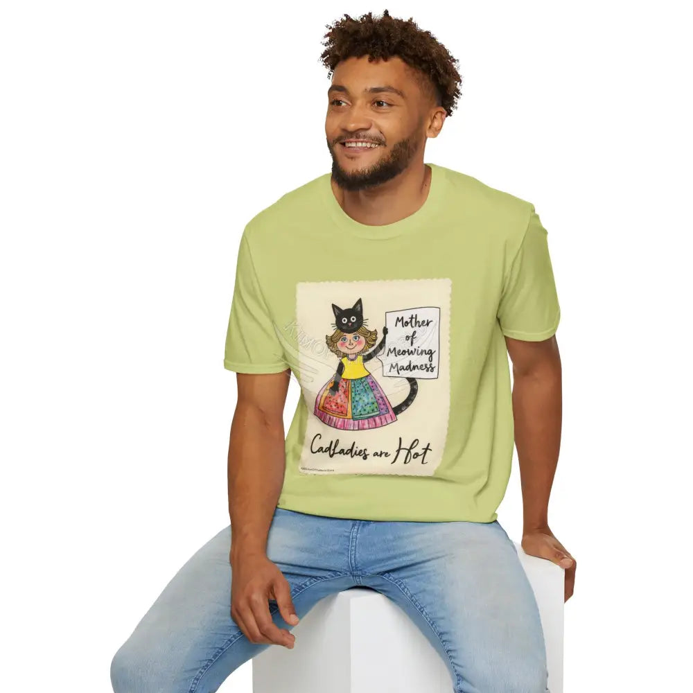 ’Mother of Meowing Madness’ Cat Lady Kitty Parent Tee - Art Softstyle T-Shirt T-Shirt