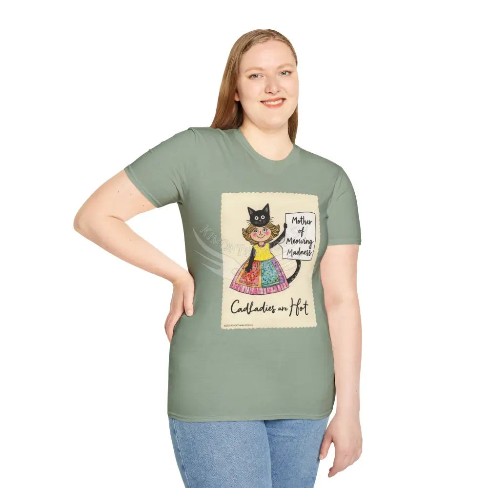 ’Mother of Meowing Madness’ Cat Lady Kitty Parent Tee - Art Softstyle T-Shirt T-Shirt