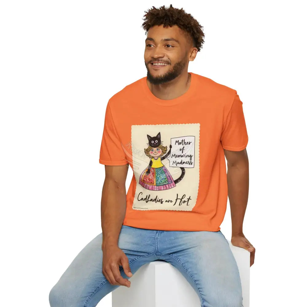 ’Mother of Meowing Madness’ Cat Lady Kitty Parent Tee - Art Softstyle T-Shirt T-Shirt