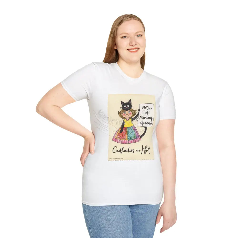 ’Mother of Meowing Madness’ Cat Lady Kitty Parent Tee - Art Softstyle T-Shirt T-Shirt