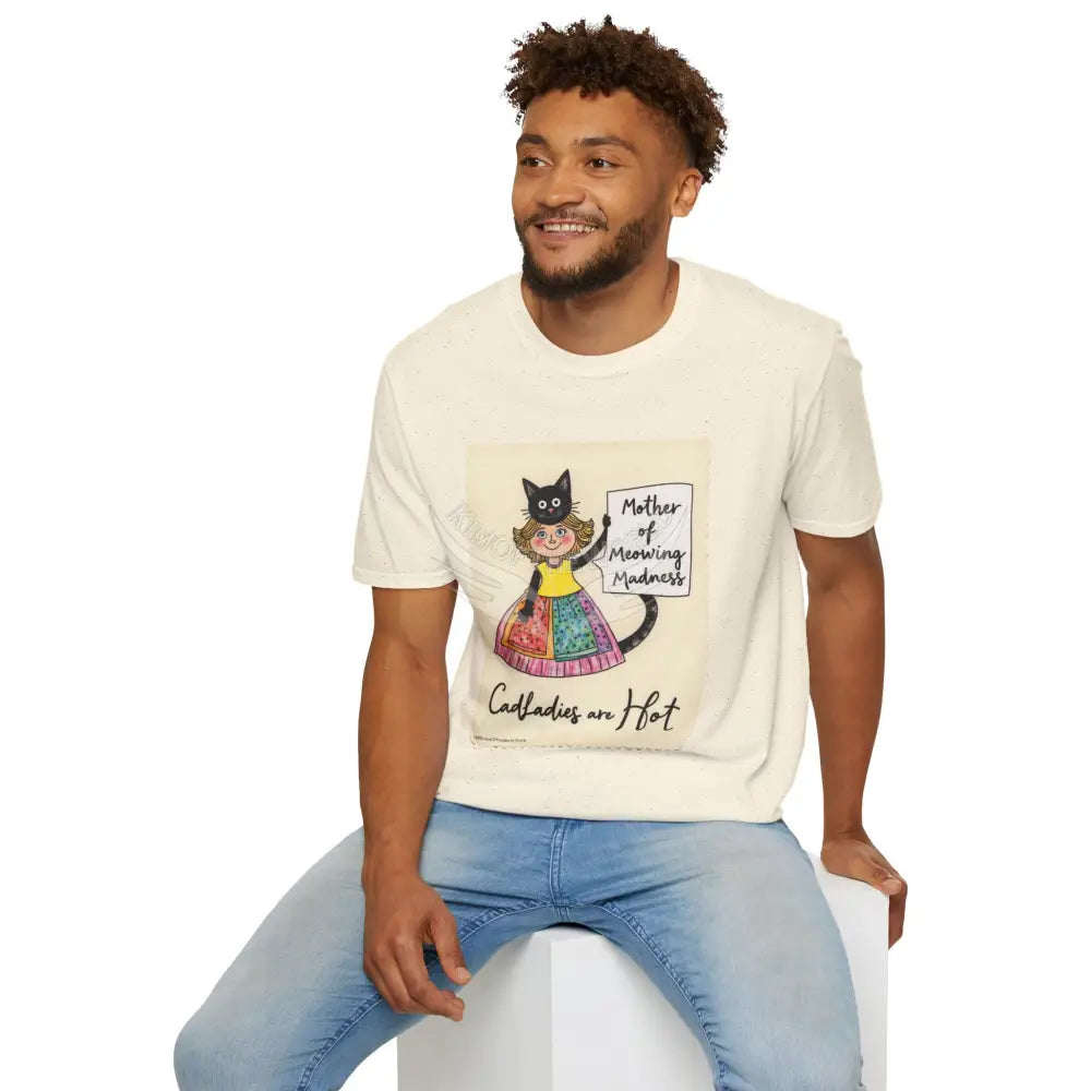 ’Mother of Meowing Madness’ Cat Lady Kitty Parent Tee - Art Softstyle T-Shirt T-Shirt