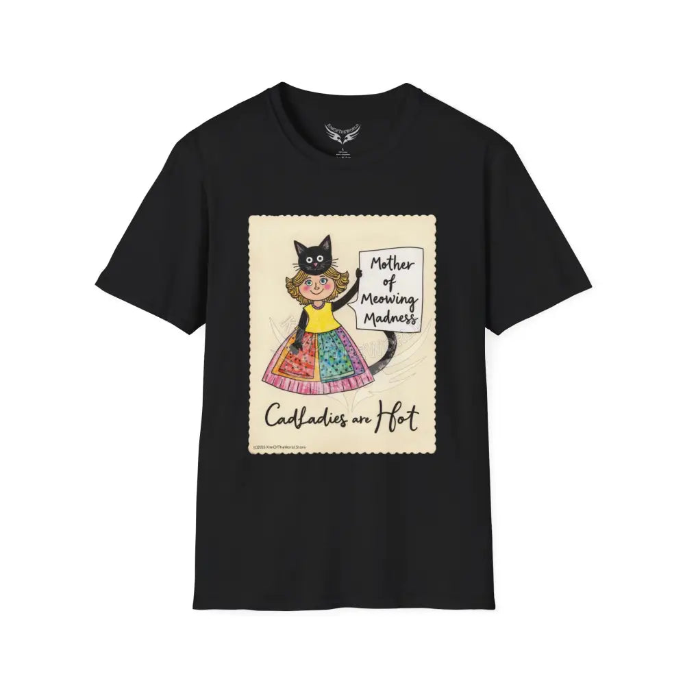 ’Mother of Meowing Madness’ Cat Lady Kitty Parent Tee - Art Softstyle T-Shirt Black / XS T-Shirt