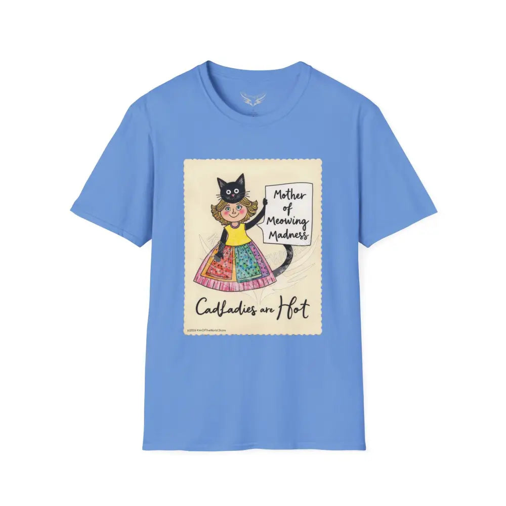 ’Mother of Meowing Madness’ Cat Lady Kitty Parent Tee - Art Softstyle T-Shirt Carolina Blue / S T-Shirt