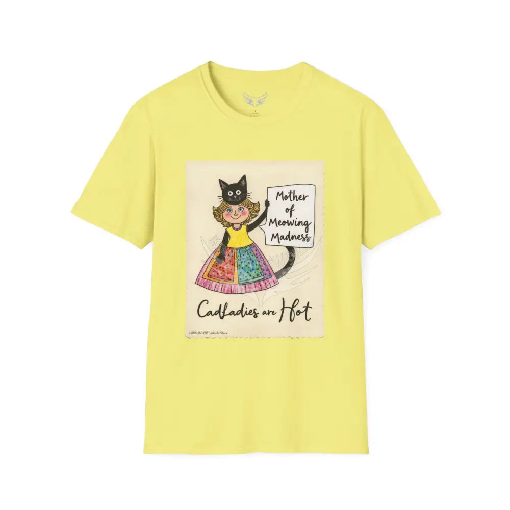 ’Mother of Meowing Madness’ Cat Lady Kitty Parent Tee - Art Softstyle T-Shirt Cornsilk / S T-Shirt