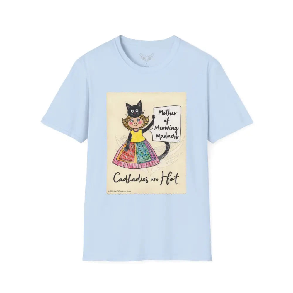’Mother of Meowing Madness’ Cat Lady Kitty Parent Tee - Art Softstyle T-Shirt Light Blue / S T-Shirt