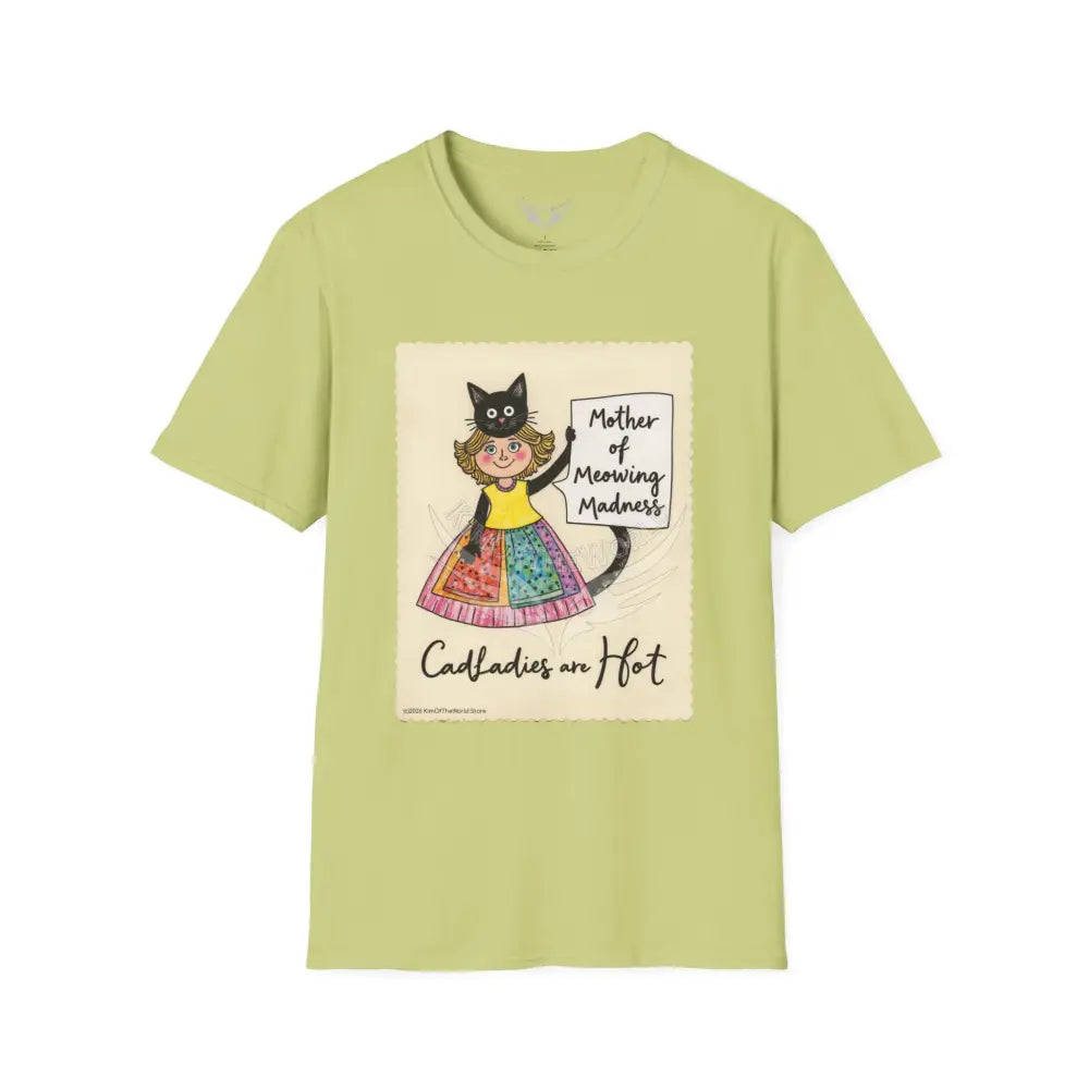 ’Mother of Meowing Madness’ Cat Lady Kitty Parent Tee - Art Softstyle T-Shirt Pistachio / S T-Shirt