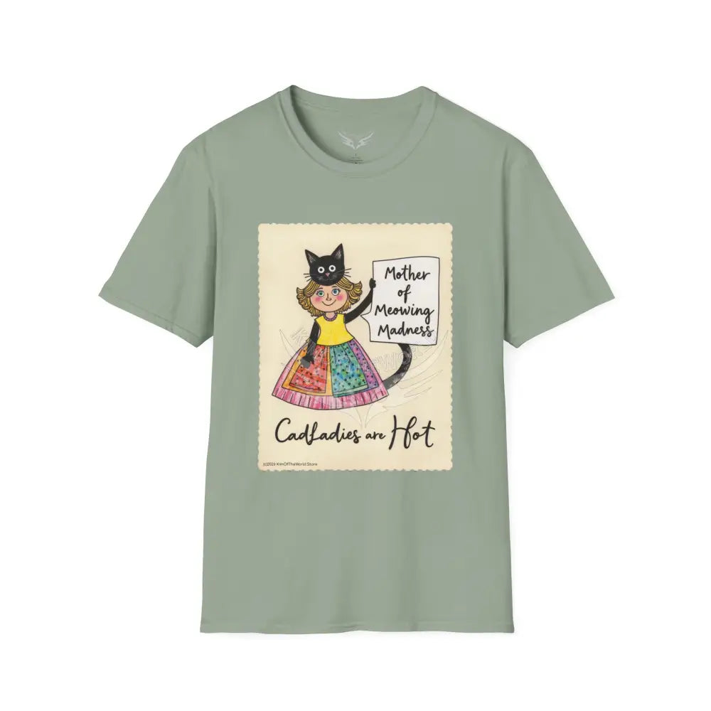 ’Mother of Meowing Madness’ Cat Lady Kitty Parent Tee - Art Softstyle T-Shirt Sage / S T-Shirt