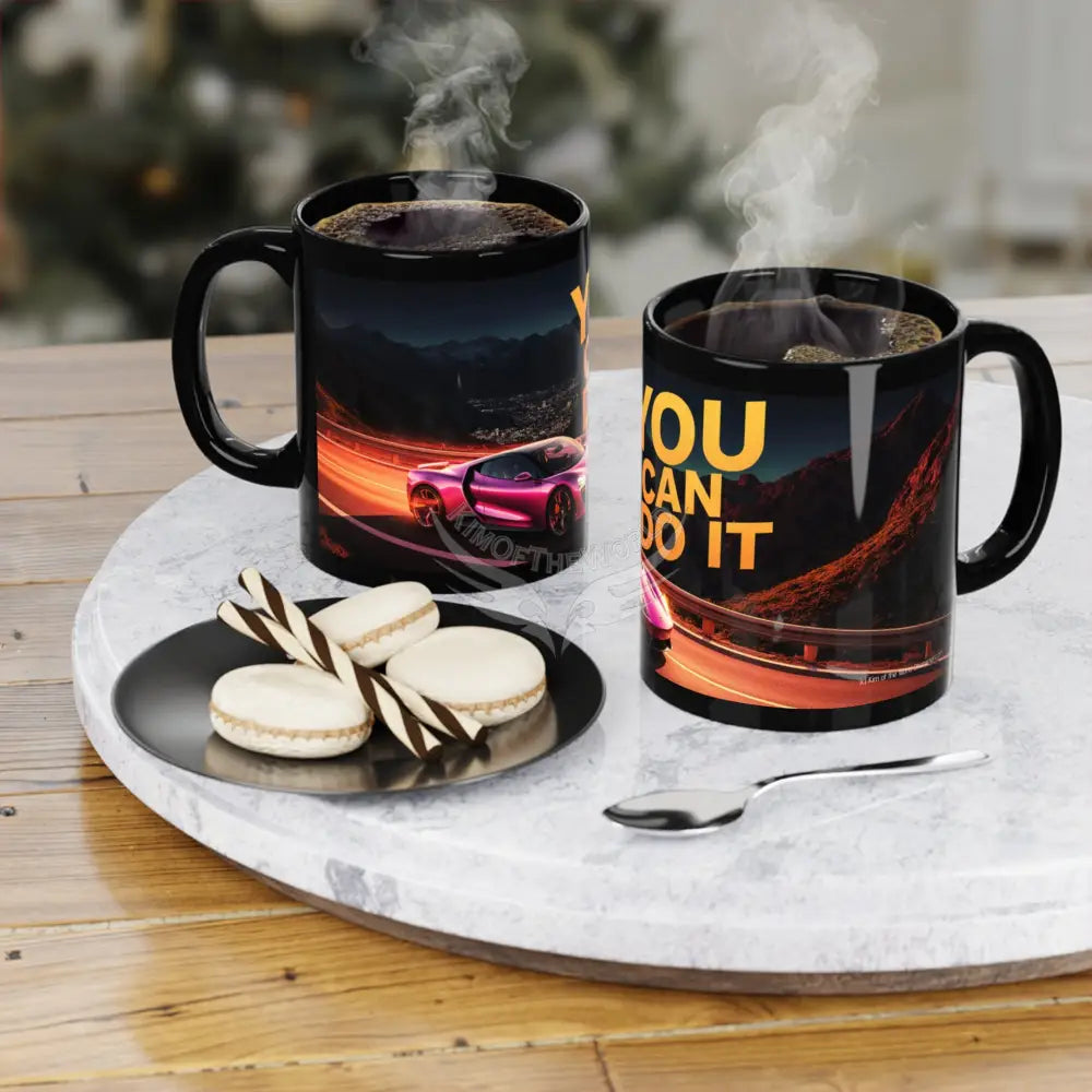 Moticational Set Mugs Coffee Cup Banner Nebula Coffee Mug — 11oz Black Ceramic Space Text Design 11oz / Black Mug