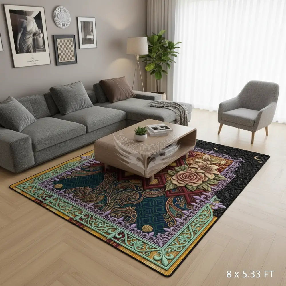 Multi-patch Random Print Small Area Rug Floor Carpet 8x5.3 - 96’’x64’’ - Rugs & Mats
