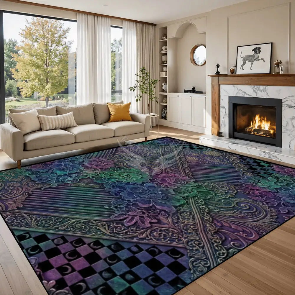 MultiColor 3D Floral Gold Foil Stripe 10 ft x 8 ft Large Area Rug Floor Carpet 120’’x96’’ Rugs & Mats