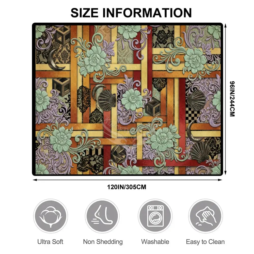 Multicolor Floral Geometric Design 10 ft x 8 ft Large Area Rug Floor Carpet 120’’x96’’ Rugs & Mats