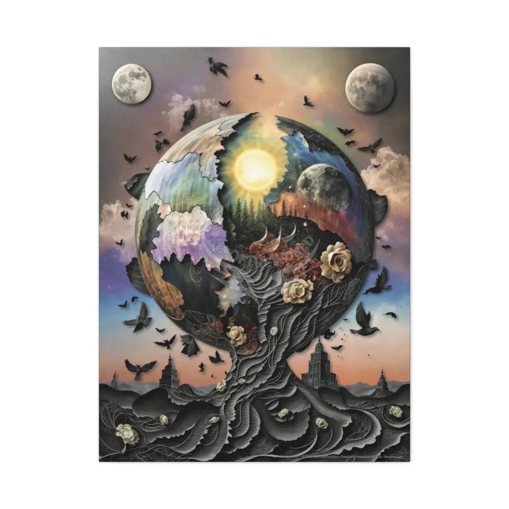 Multidimensional Planet Sphere Matte Canvas Wall Art 30’’ x 40’’ (Vertical) / 1.25’’ Canvas