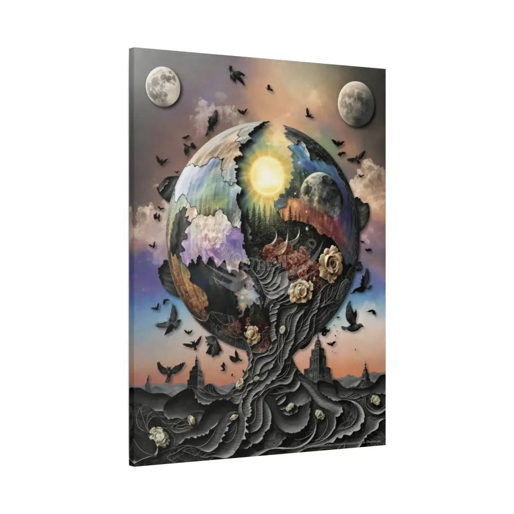 Multidimensional Planet Sphere Matte Canvas Wall Art Canvas