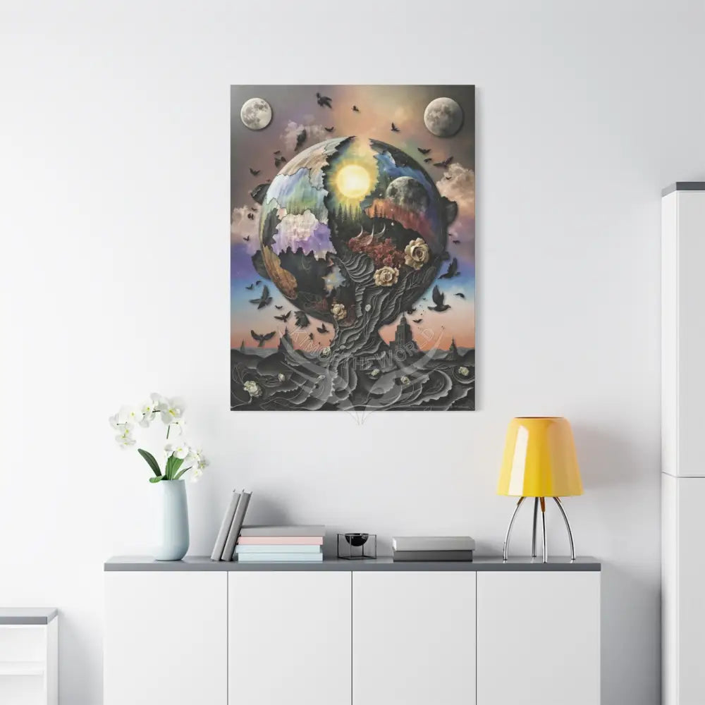 Multidimensional Planet Sphere Matte Canvas Wall Art Canvas