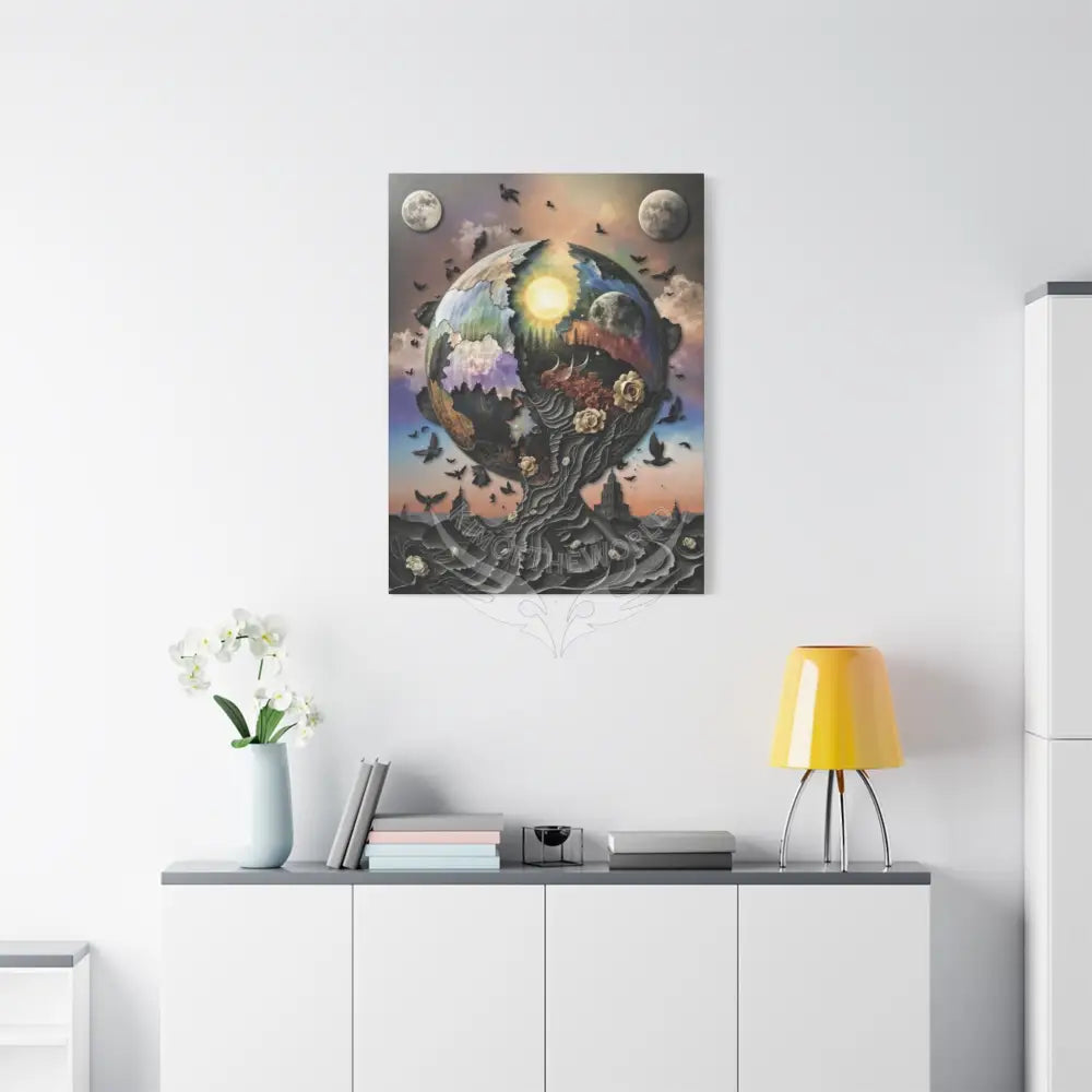 Multidimensional Planet Sphere Matte Canvas Wall Art Canvas
