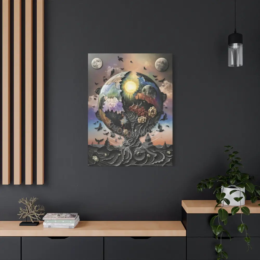 Multidimensional Planet Sphere Matte Canvas Wall Art Canvas