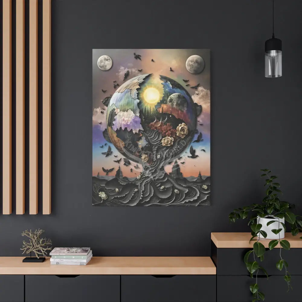 Multidimensional Planet Sphere Matte Canvas Wall Art Canvas
