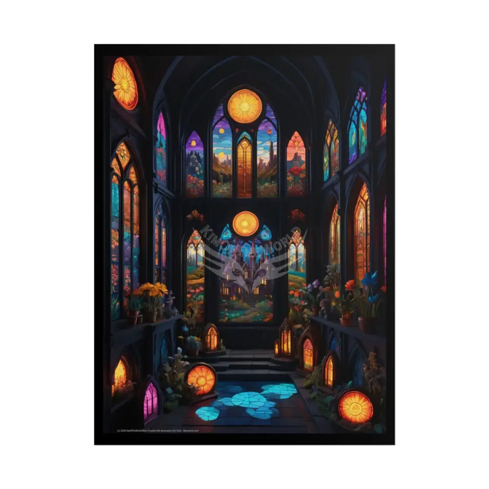 MultiLevel Cathedral 3D House Art Poster — Antique Trinkets & Cabinets Art Print 18″ x 24″ (Vertical) / Matte Poster