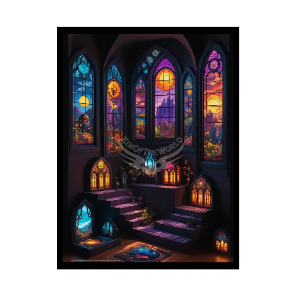 MultiLevel Cathedral 3D House Art Poster — Antique Trinkets & Cabinets Art Print 18″ x 24″ (Vertical) / Semi Glossy