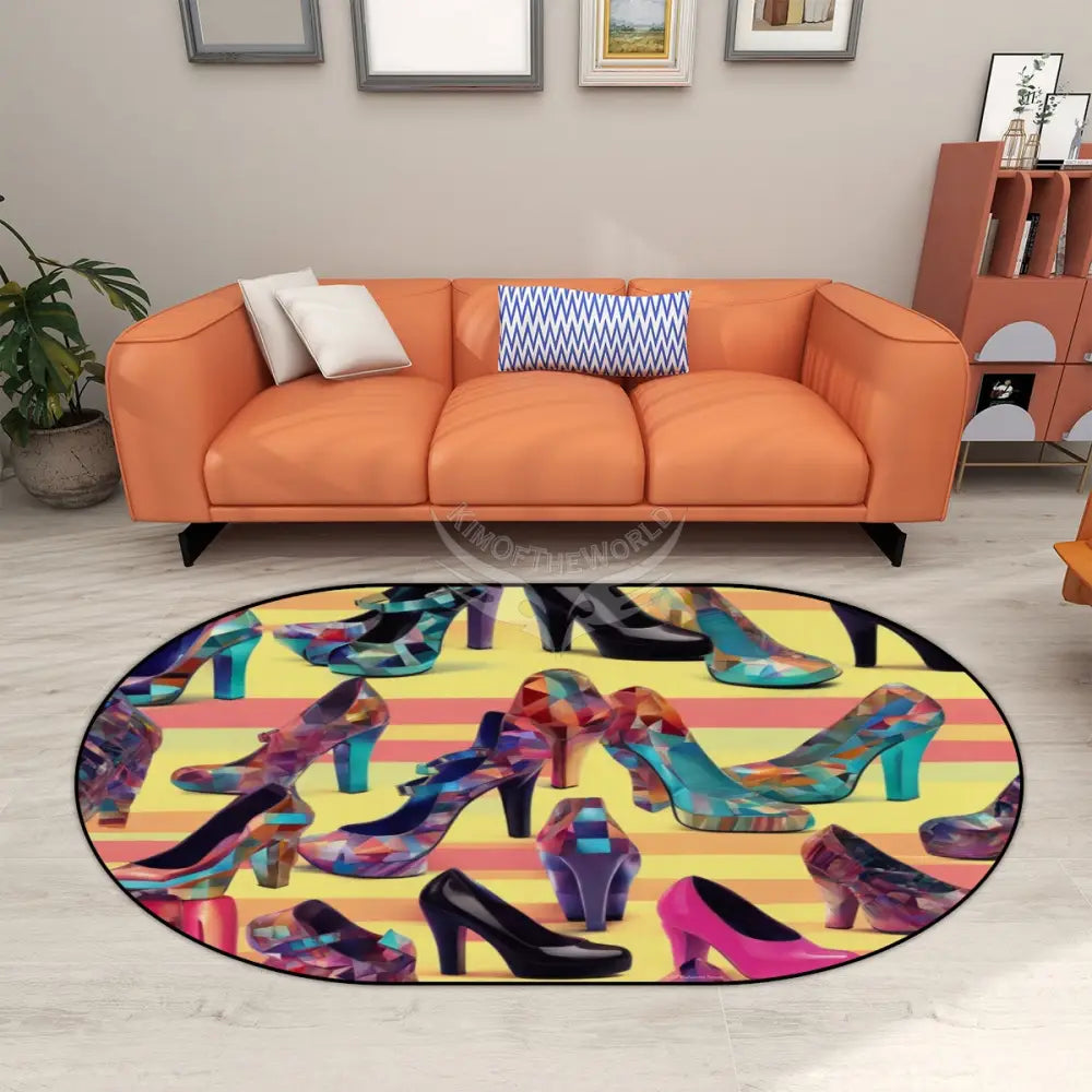 Multiple Sizes Oval Area Rug - High Heels Stiletto Shoes Print 60’’x36’’ Rugs & Mats