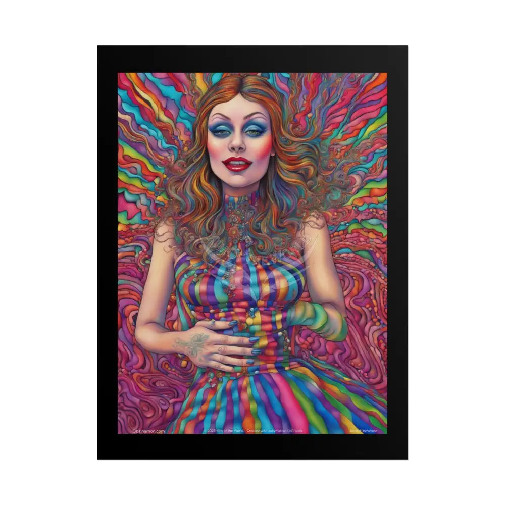Multiverse Prints Colorful Floral Ribbon Curls with Ladies - Weird & Unusual Sexy Art Print 18″ x 24″ (Vertical)