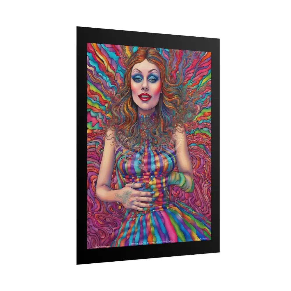 Multiverse Prints Colorful Floral Ribbon Curls with Ladies - Weird & Unusual Sexy Art Print Poster