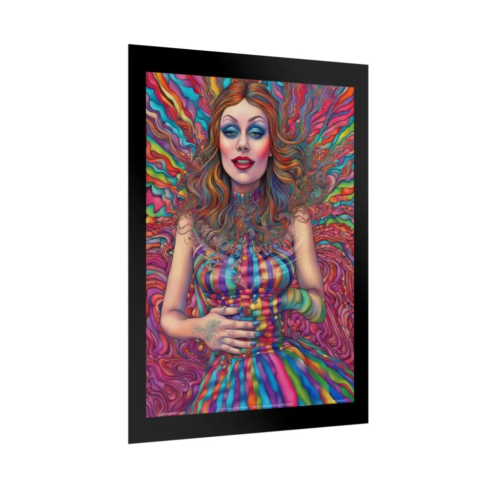 Multiverse Prints Colorful Floral Ribbon Curls with Ladies - Weird & Unusual Sexy Art Print Poster