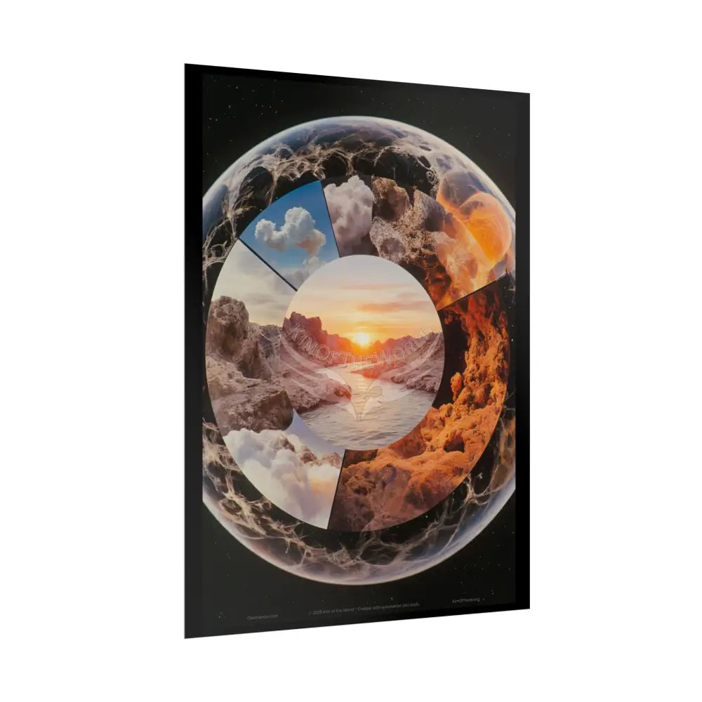 Multiverse Spin Wheel Rolled Poster — Bold Multilevel Blend Art Print Poster