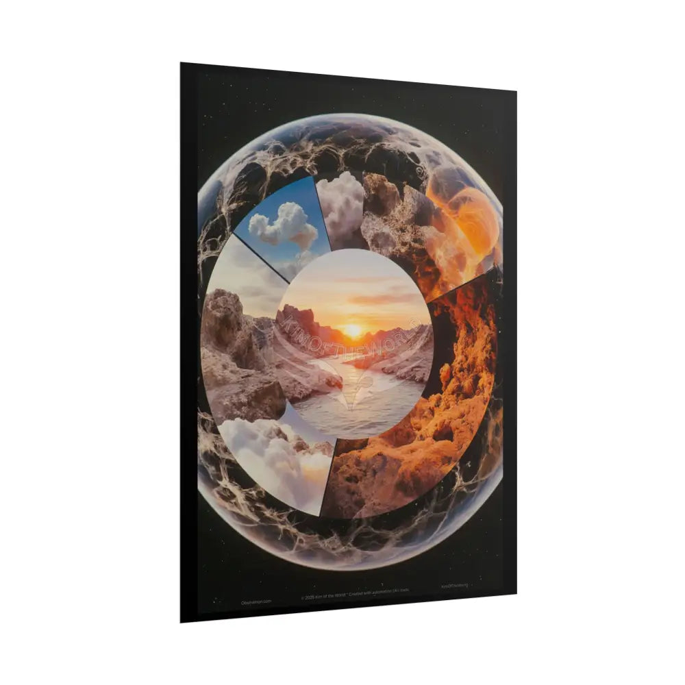 Multiverse Spin Wheel Rolled Poster — Bold Multilevel Blend Art Print Poster