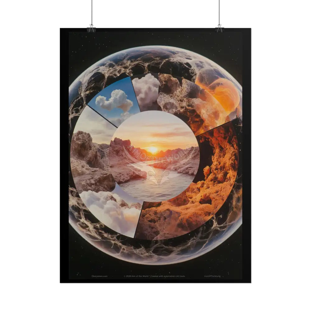 Multiverse Spin Wheel Rolled Poster — Bold Multilevel Blend Art Print Poster