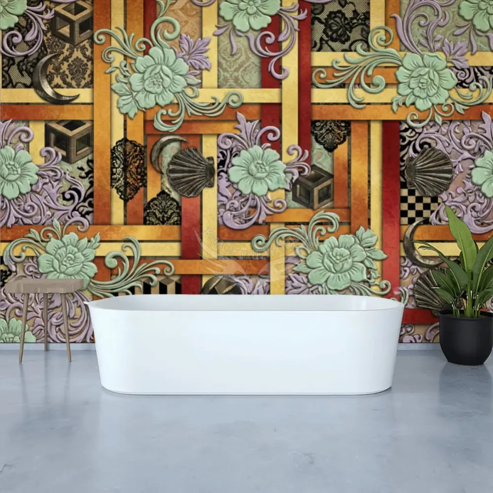 MutliColor Geometric Unpasted Mural Wallpaper 144’’x100’’ 144’’x100’’ Wall Coverings