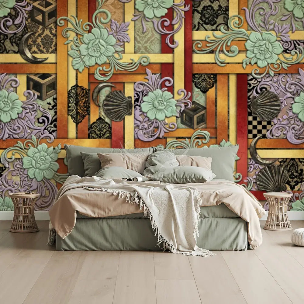 MutliColor Geometric Unpasted Mural Wallpaper 144’’x100’’ 144’’x100’’ Wall Coverings