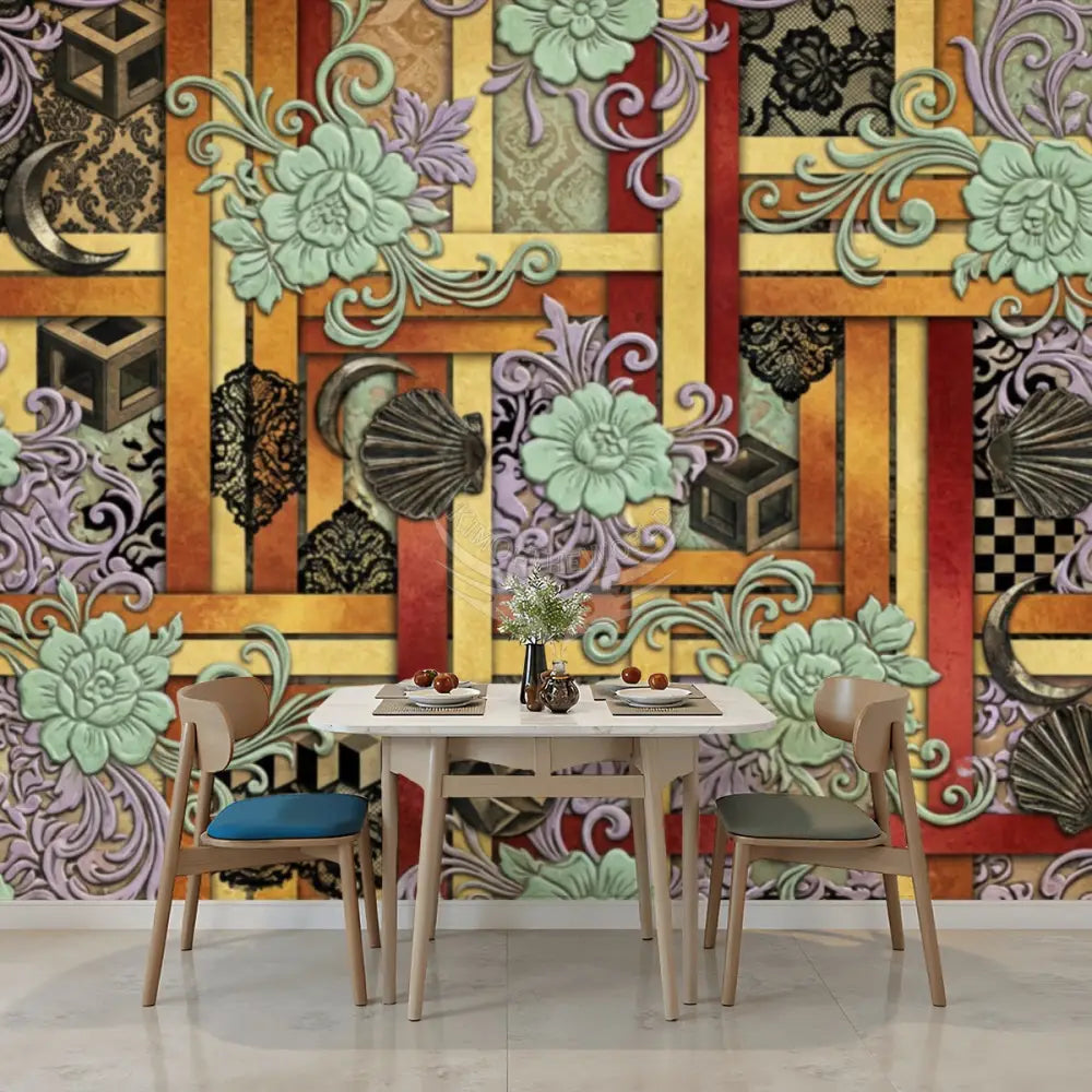 MutliColor Geometric Unpasted Mural Wallpaper 144’’x100’’ 144’’x100’’ Wall Coverings