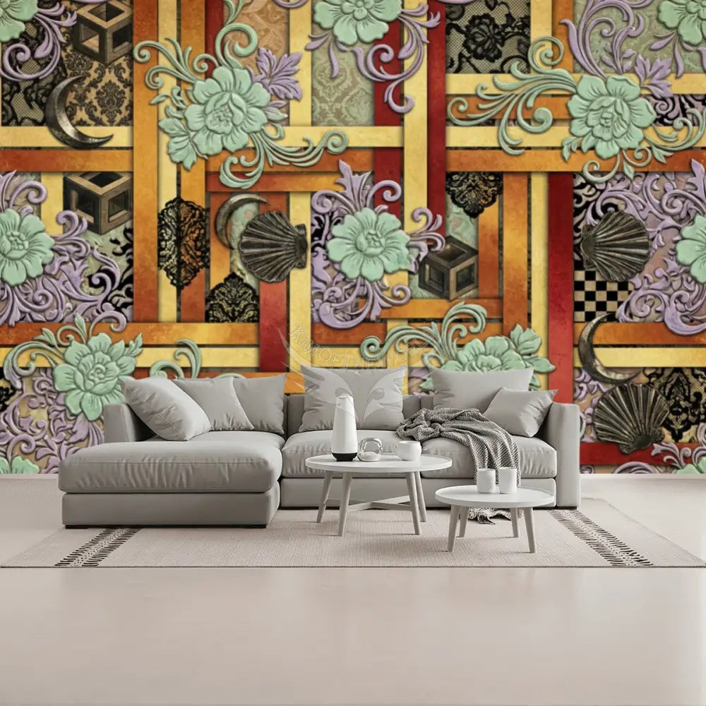 MutliColor Geometric Unpasted Mural Wallpaper 144’’x100’’ 144’’x100’’ Wall Coverings