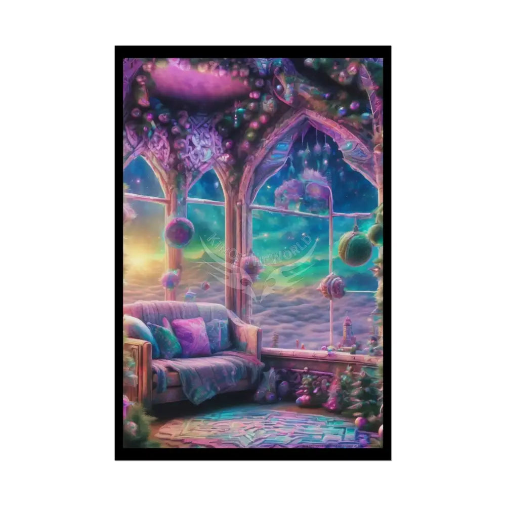 Mystic Cozy Interior Rolled Poster — Quaint Room with Scenic Window View 20″ x 30″ (Vertical) / Semi Glossy Poster