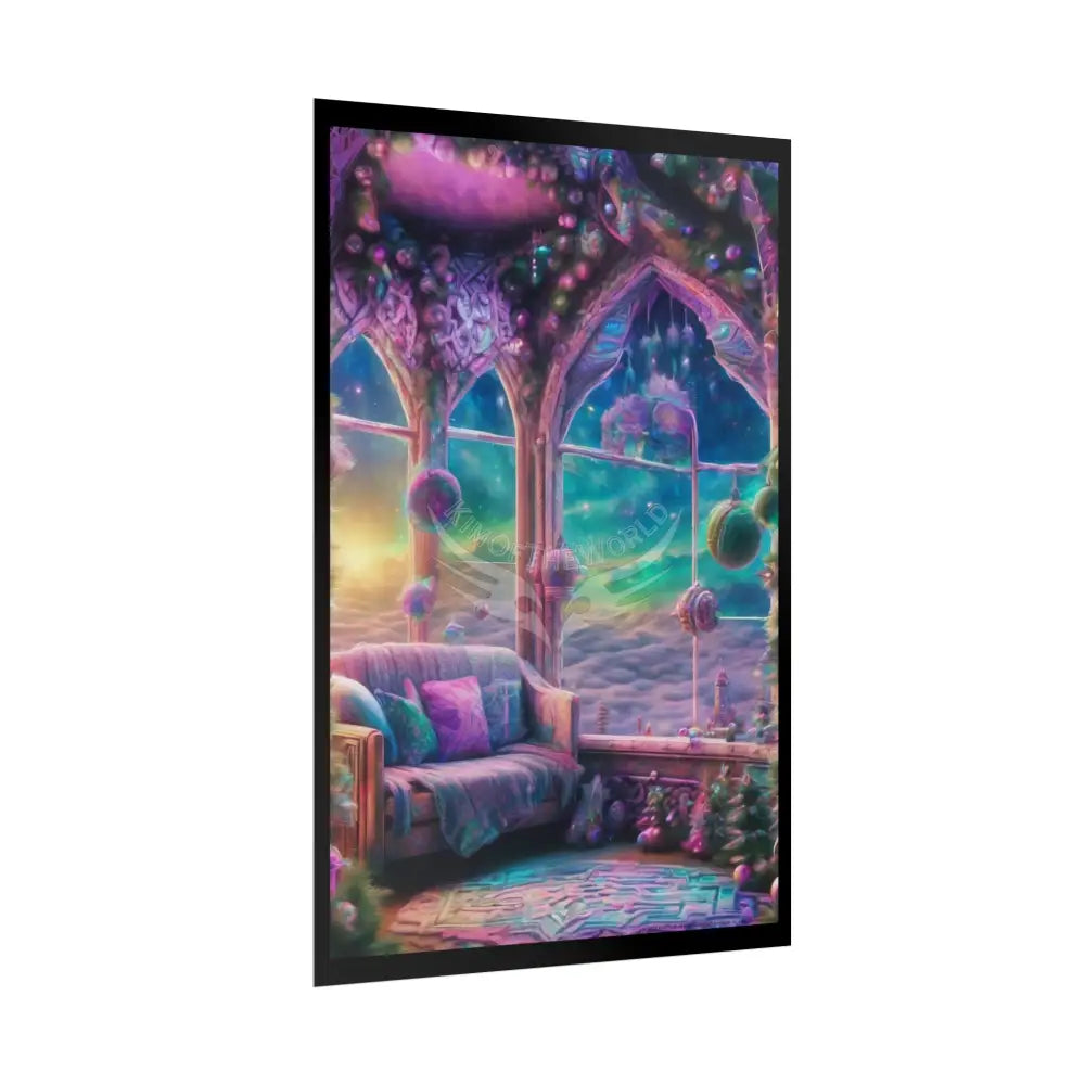 Mystic Cozy Interior Rolled Poster — Quaint Room with Scenic Window View Poster