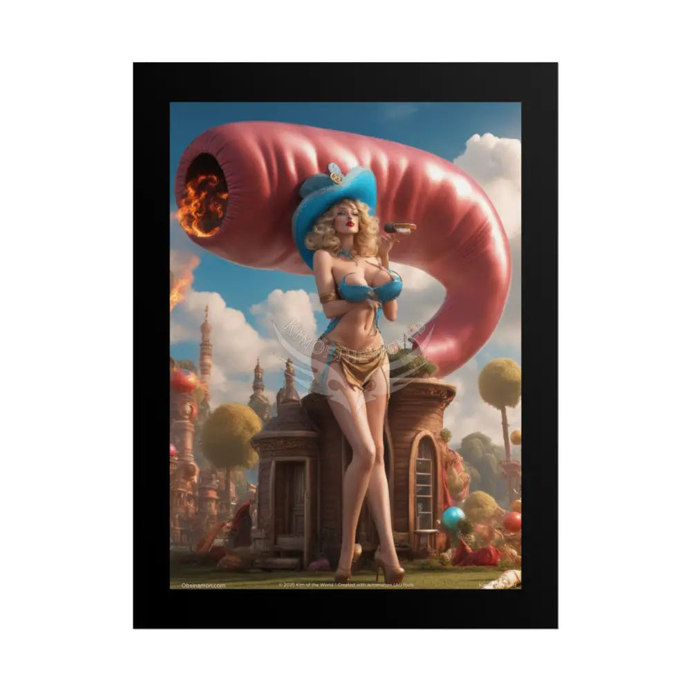 Naughty 3D Al Girl Fashion Giantess Stiletto Fetish Weird & Braless Poster — 3D Stiletto Lady Giant Girlfriend Art